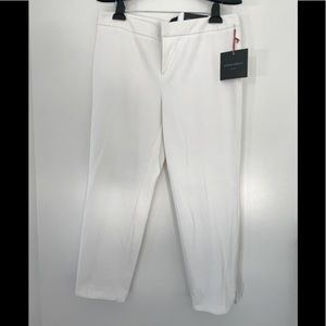 White Slim Fit Ankle Pant with Zip Side